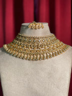 Gold Finish Polki Bridal Set
