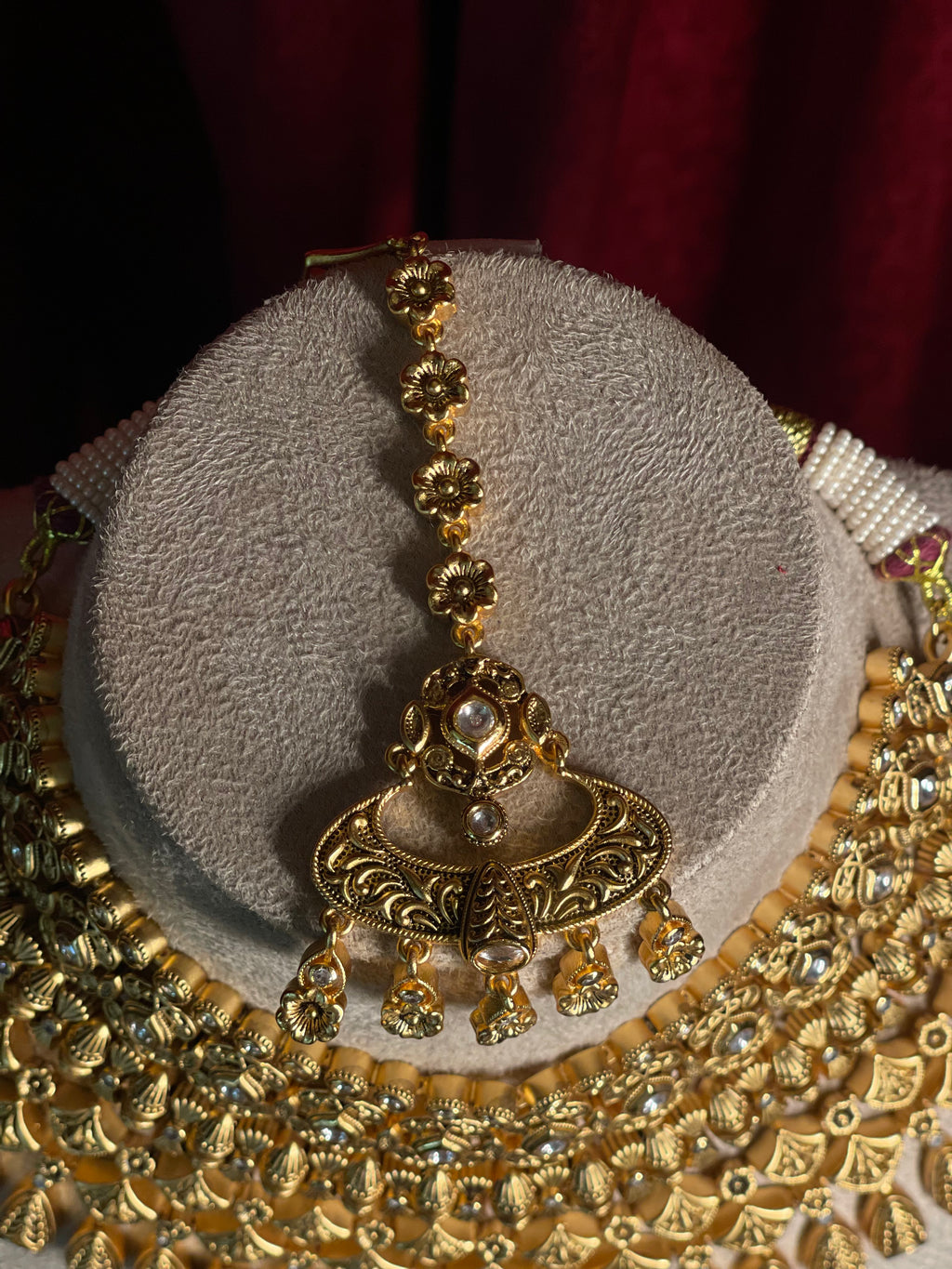 Gold Finish Polki Bridal Set