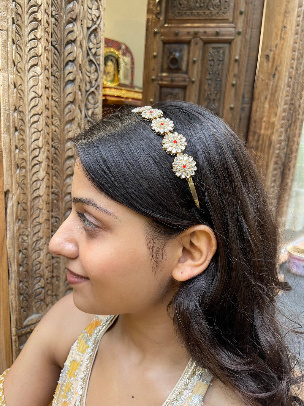 Red Kundan Hairband