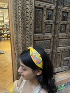 Yellow Floral Hand Embroidered Sequin Hairband