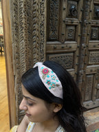 Pastel Pink Floral Hand Embroidered Sequin Hairband