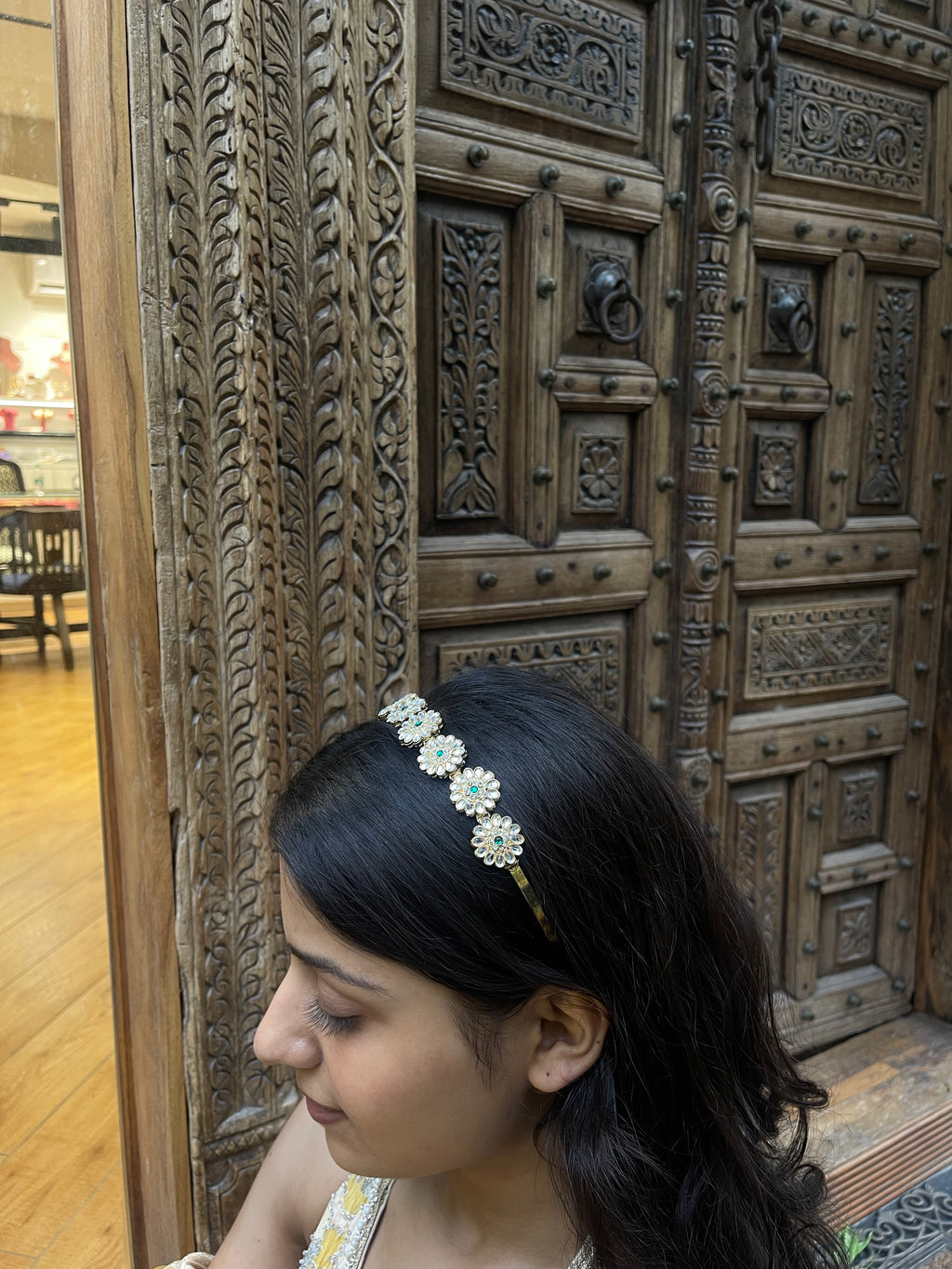 Green Kundan Hairband