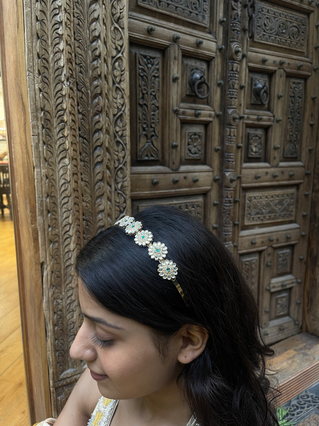 Green Kundan Hairband
