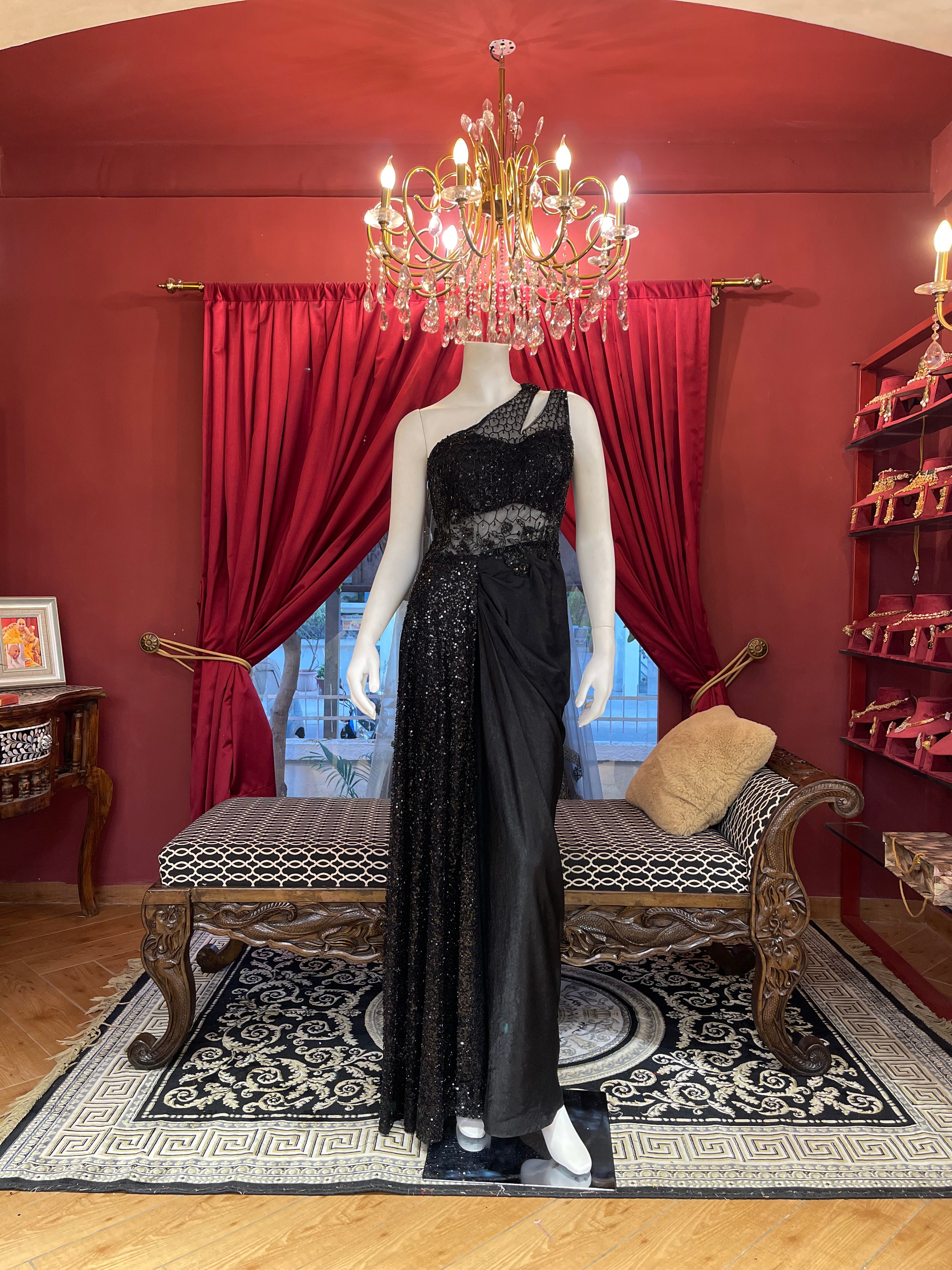 Black One-Shoulder Gown