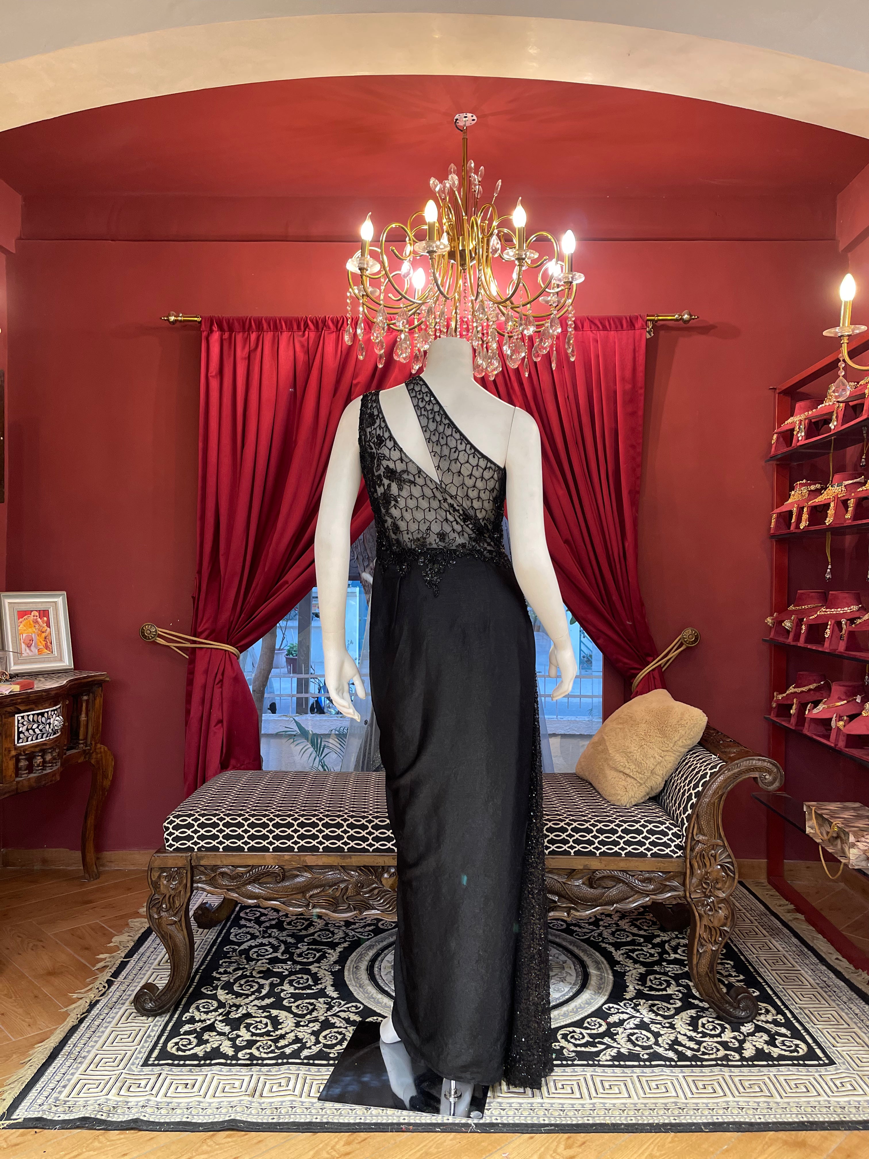 Black One-Shoulder Gown