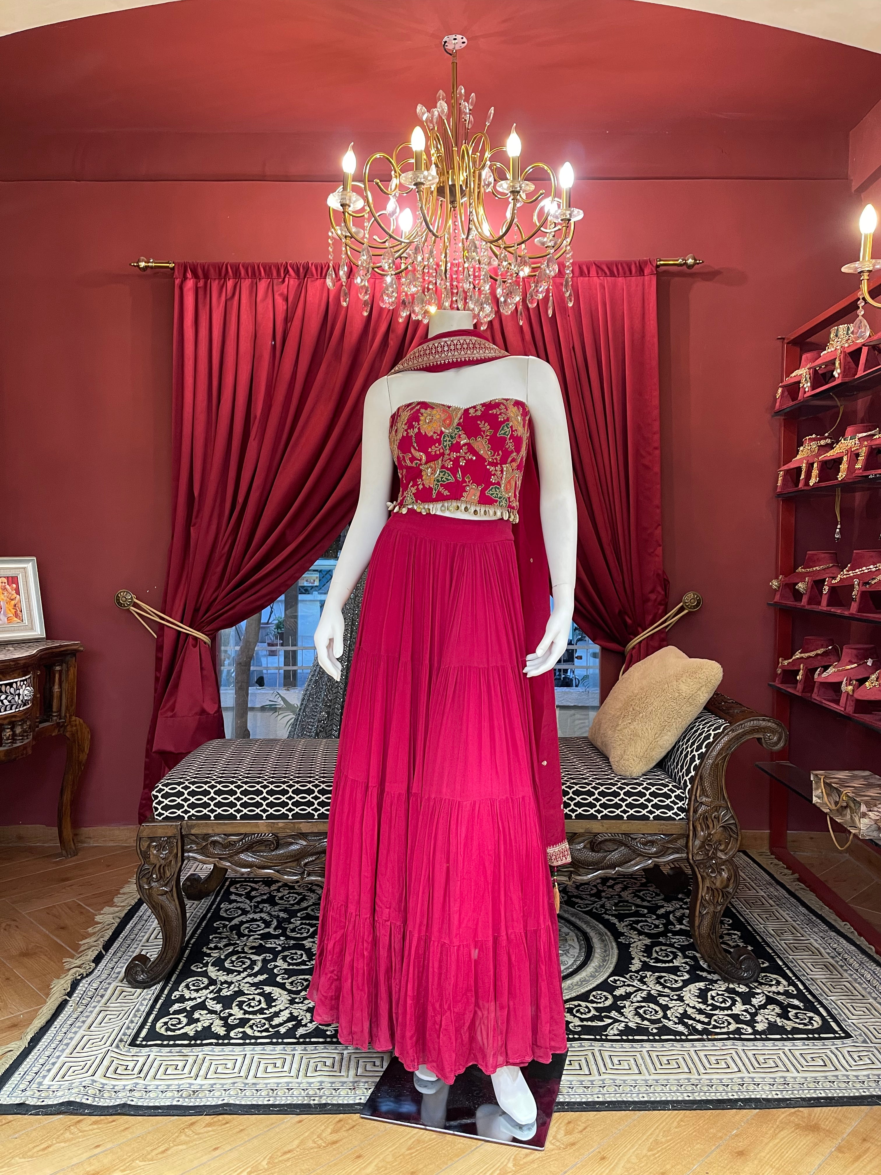 Floral Corset Sea Shell Lehenga Set X Orepiya