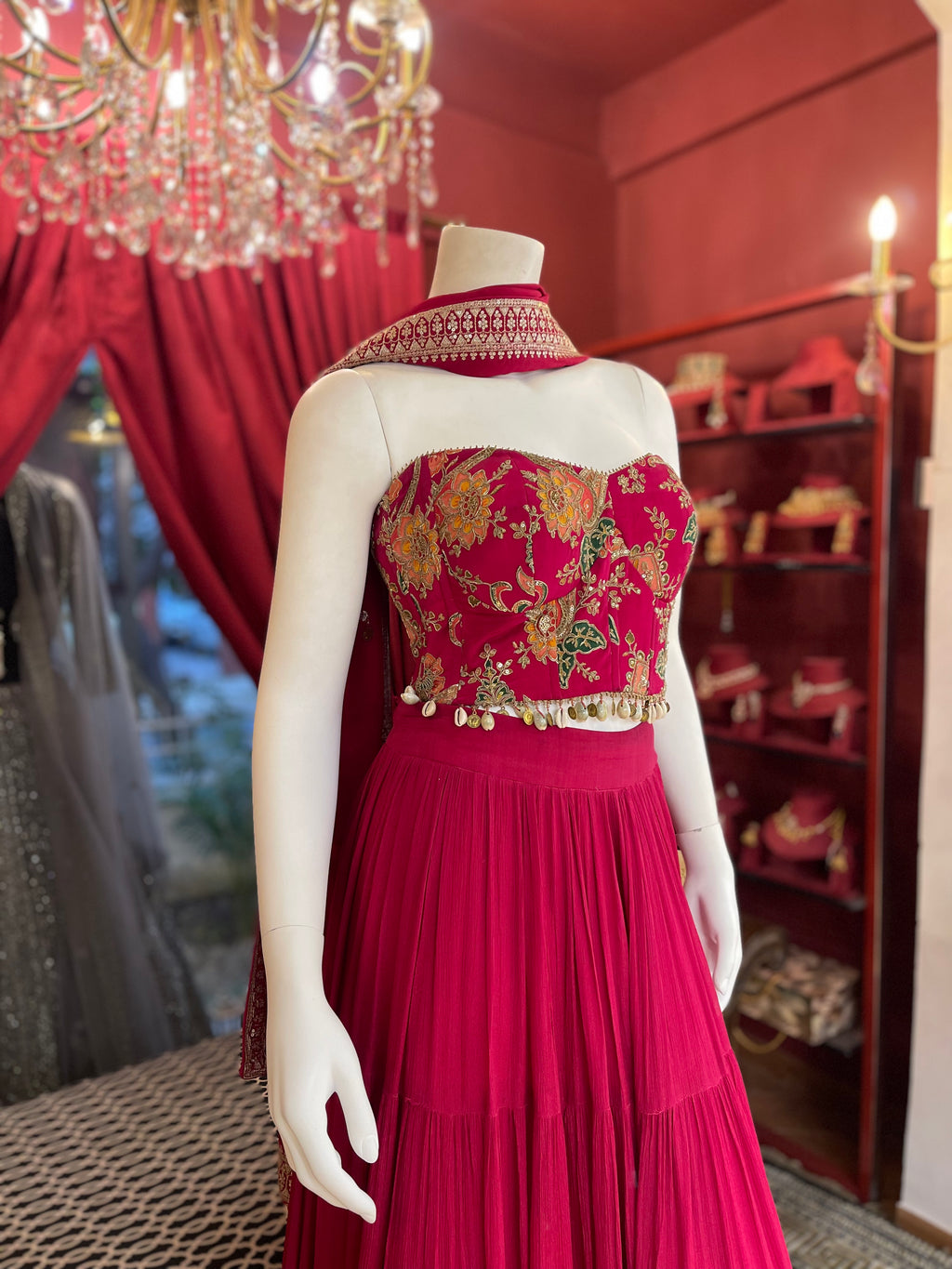 Floral Corset Sea Shell Lehenga Set X Orepiya