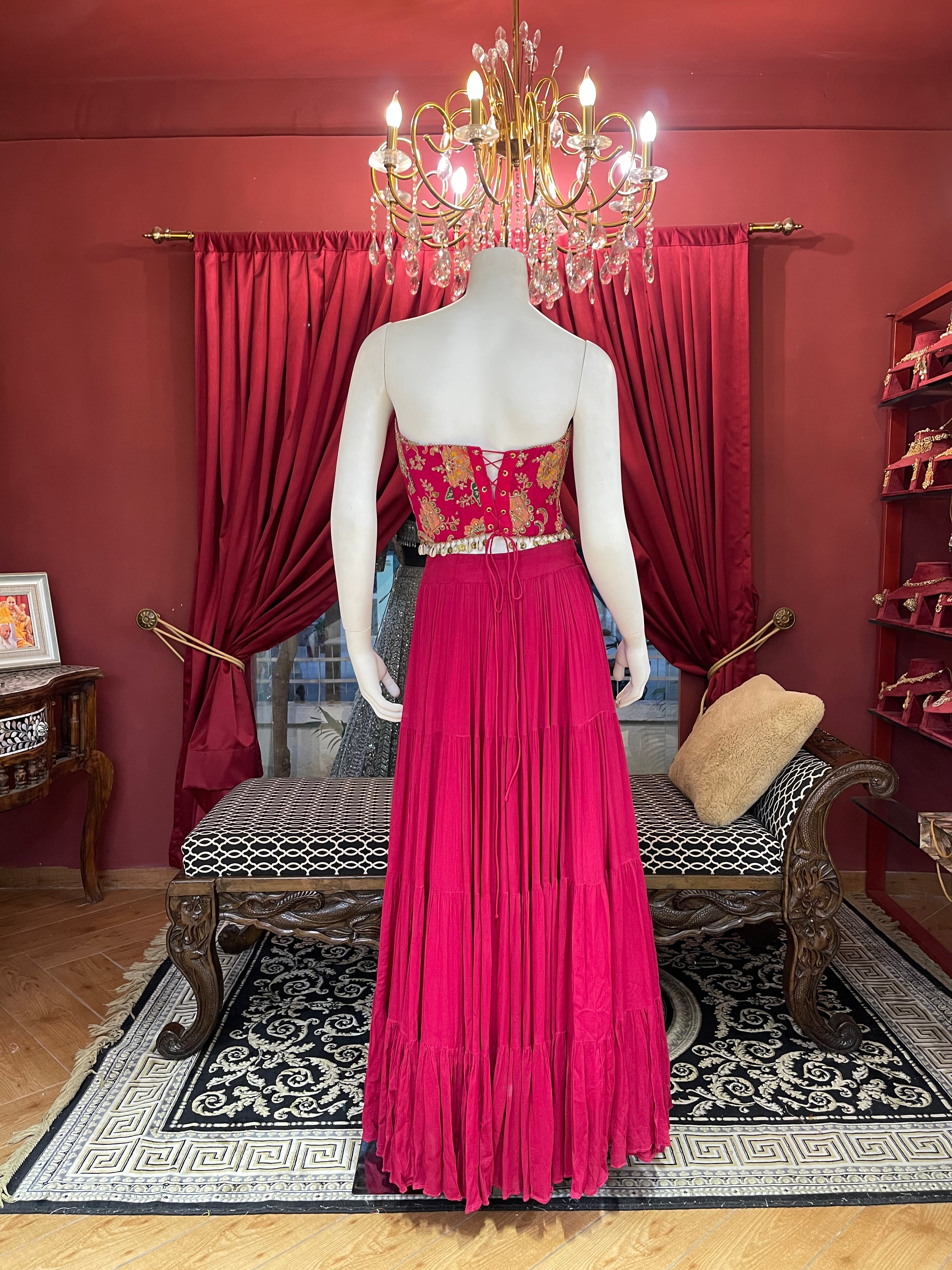 Floral Corset Sea Shell Lehenga Set X Orepiya