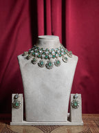 Emerald Green Polki Mozonite Kundan