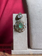Emerald Green Polki Mozonite Kundan