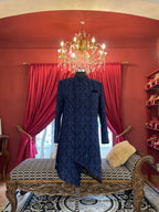 Blue Embroidered Velvet Sherwani
