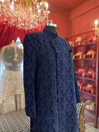 Blue Embroidered Velvet Sherwani