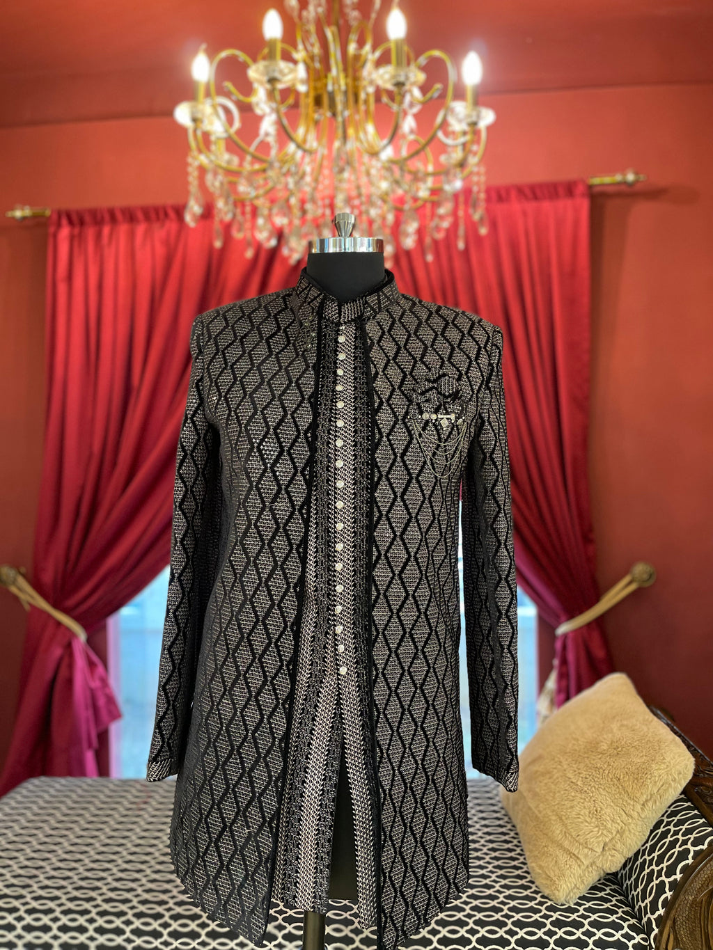 Black Jodhpuri With Silver Embroidery