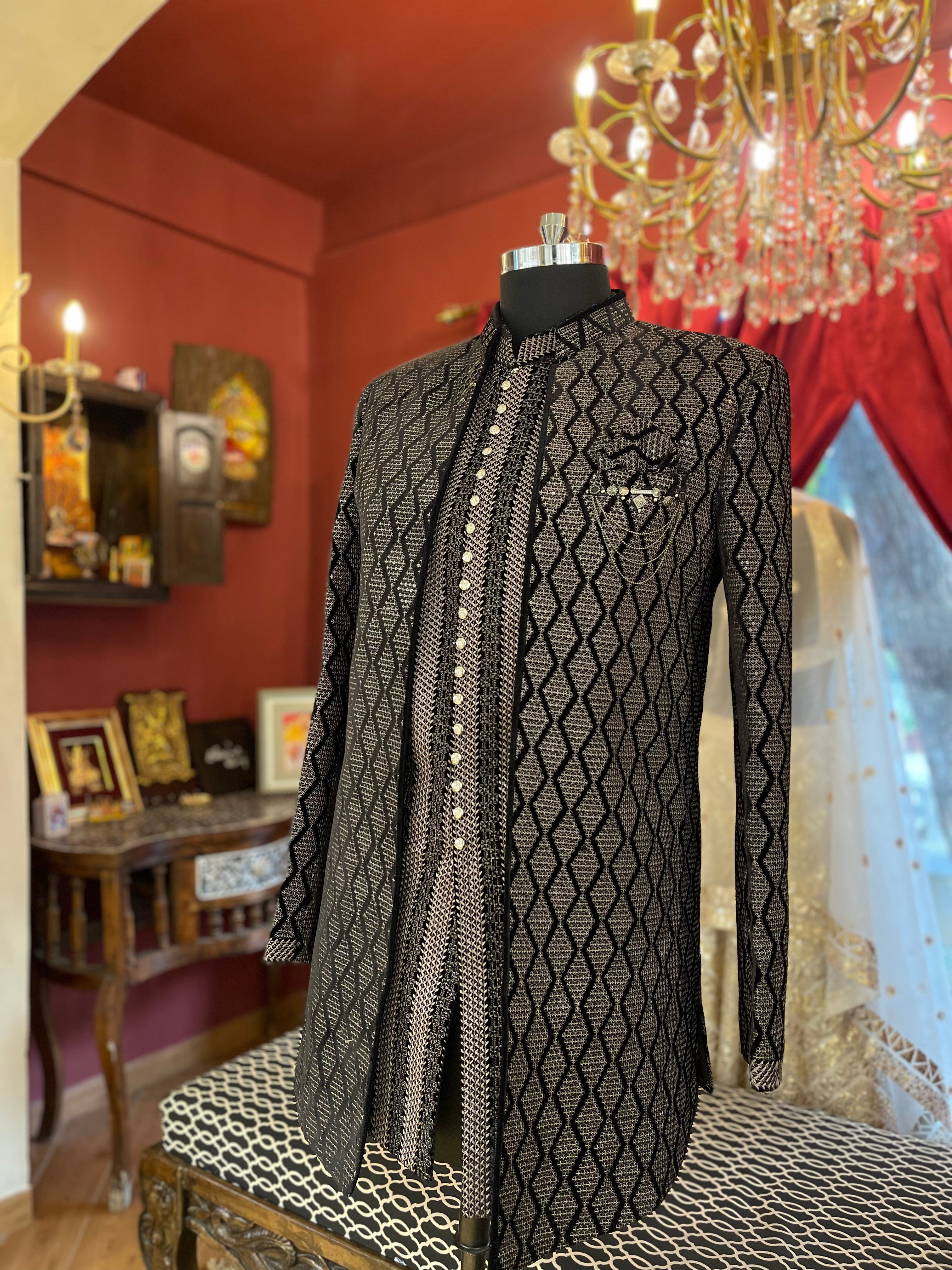 Black Jodhpuri With Silver Embroidery