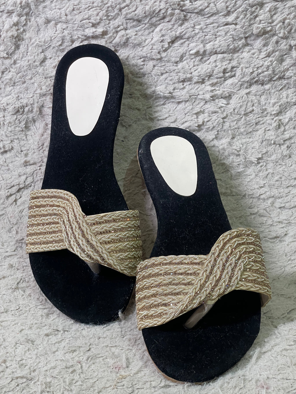 Beige and Tonal Embroidery Work Chappals