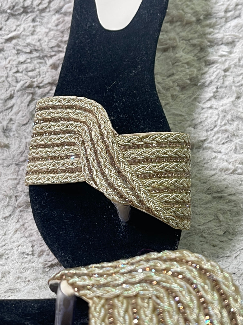Beige and Tonal Embroidery Work Chappals