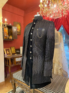 Black Jodhpuri with Metallic Embellished Ombre
