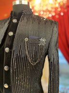 Black Jodhpuri with Metallic Embellished Ombre