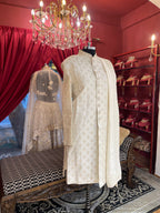 Ivory Sherwani Thread Work with Hint of Sequin