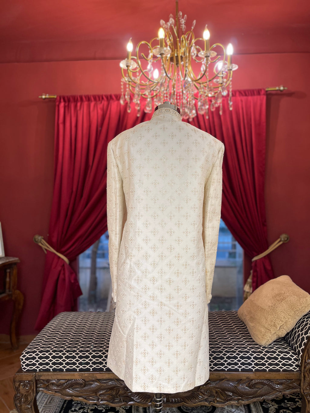 Ivory Sherwani Thread Work with Hint of Sequin