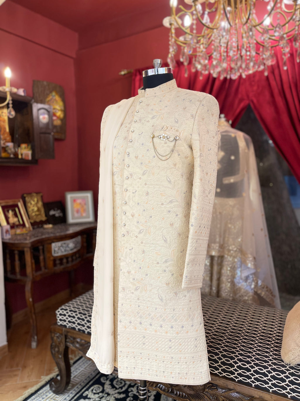 Ivory Threadwork Sherwani