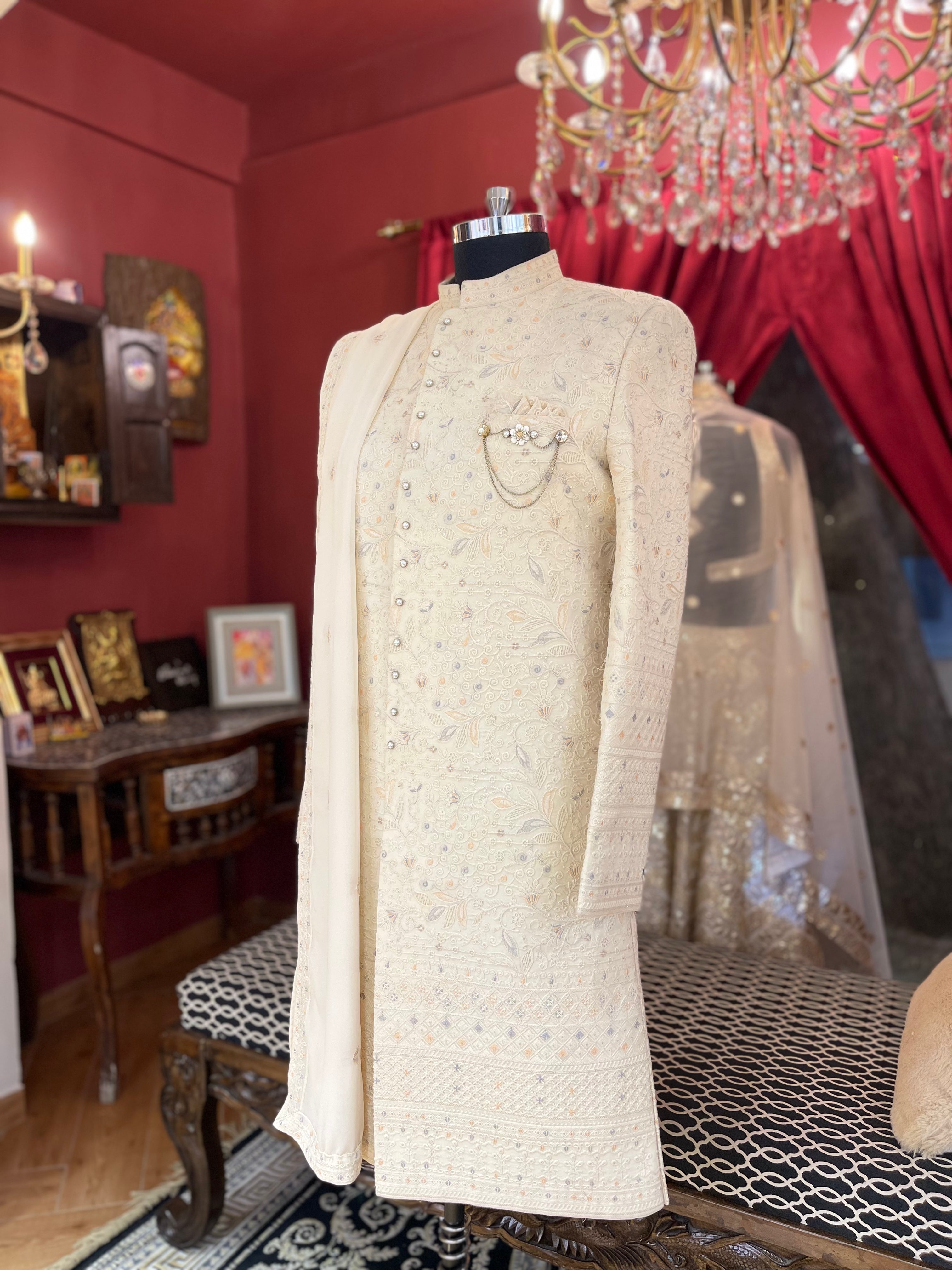 Ivory Threadwork Sherwani