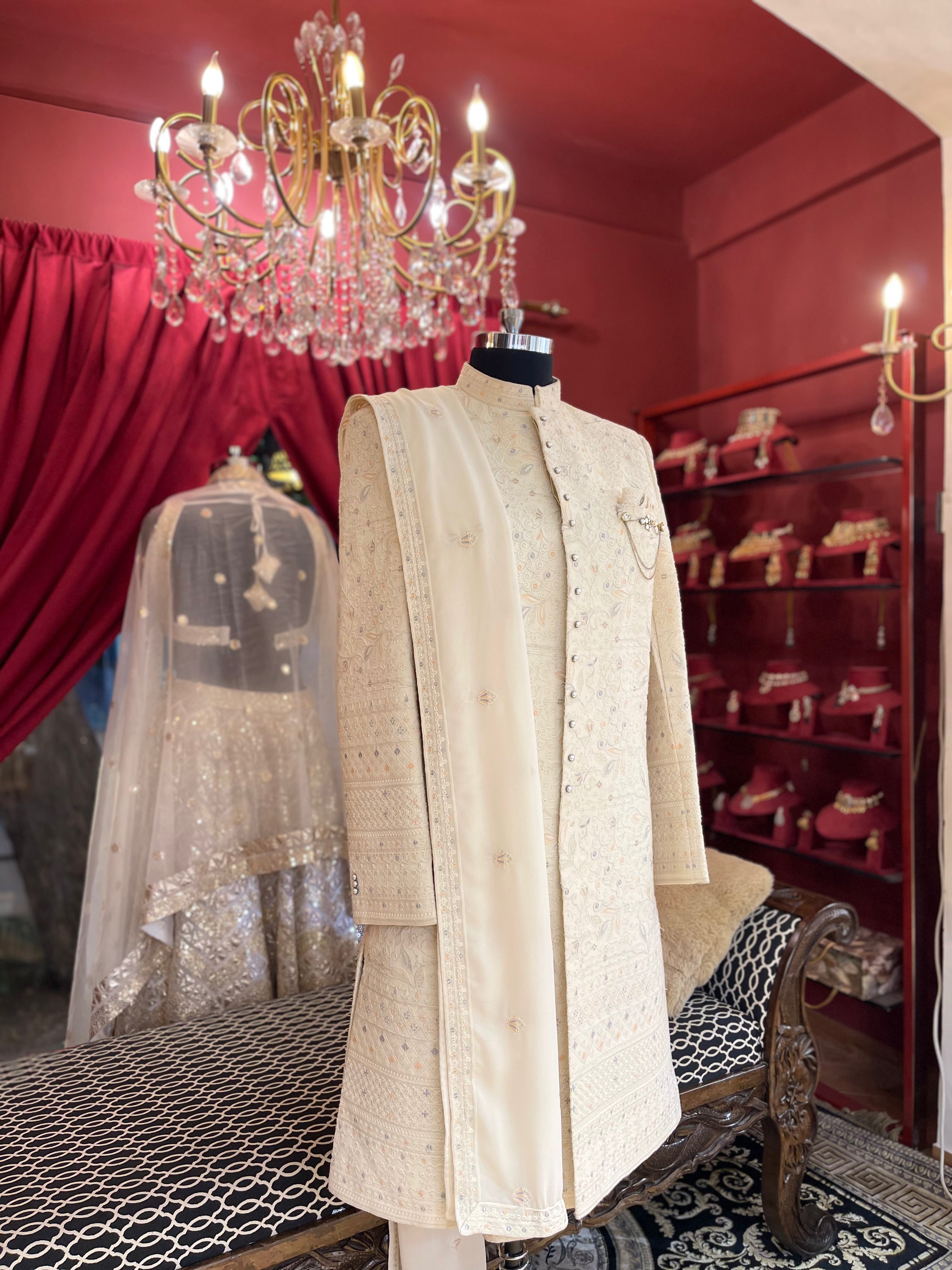 Ivory Threadwork Sherwani