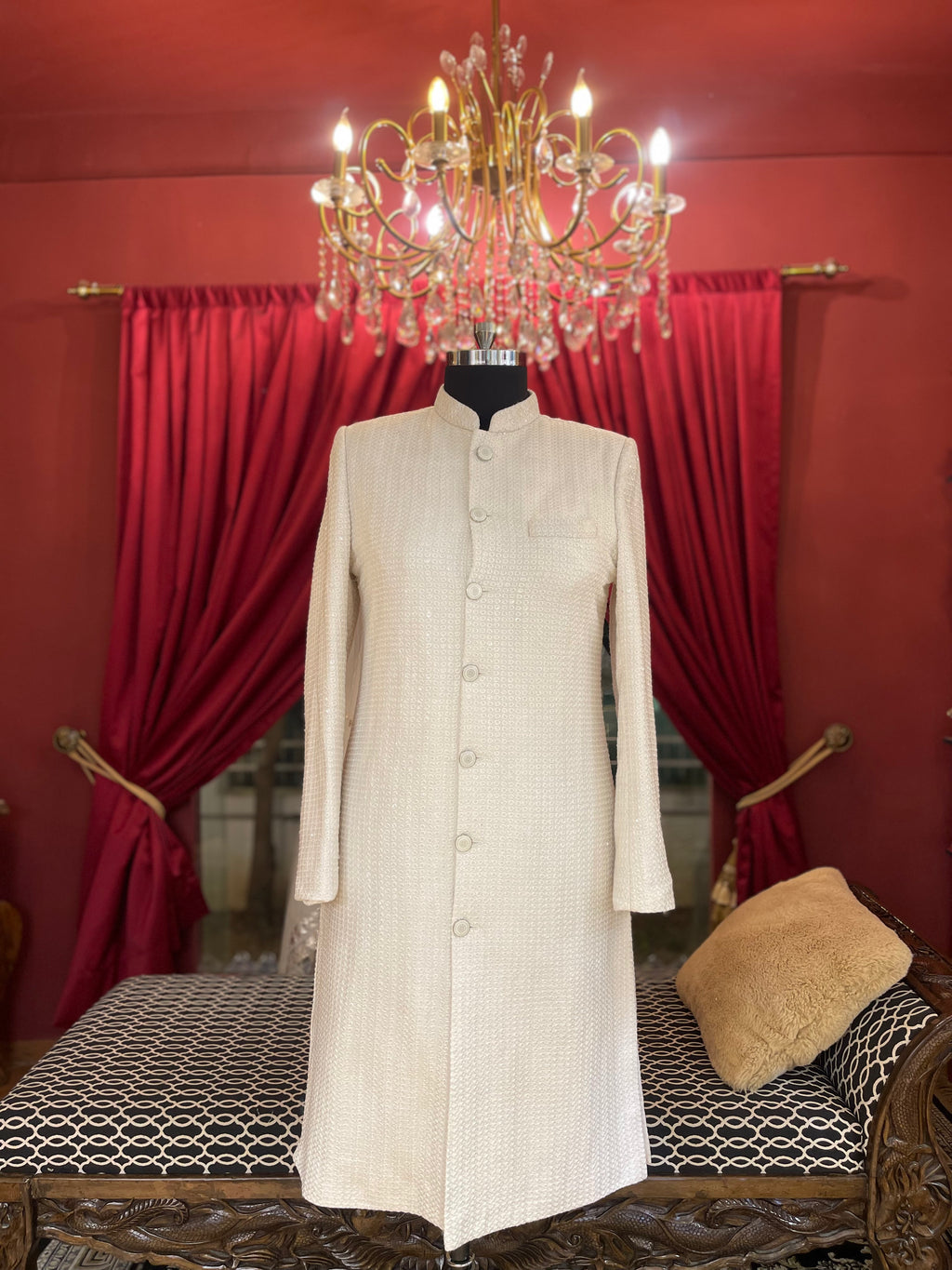 Ivory Tonal Sequin Sherwani