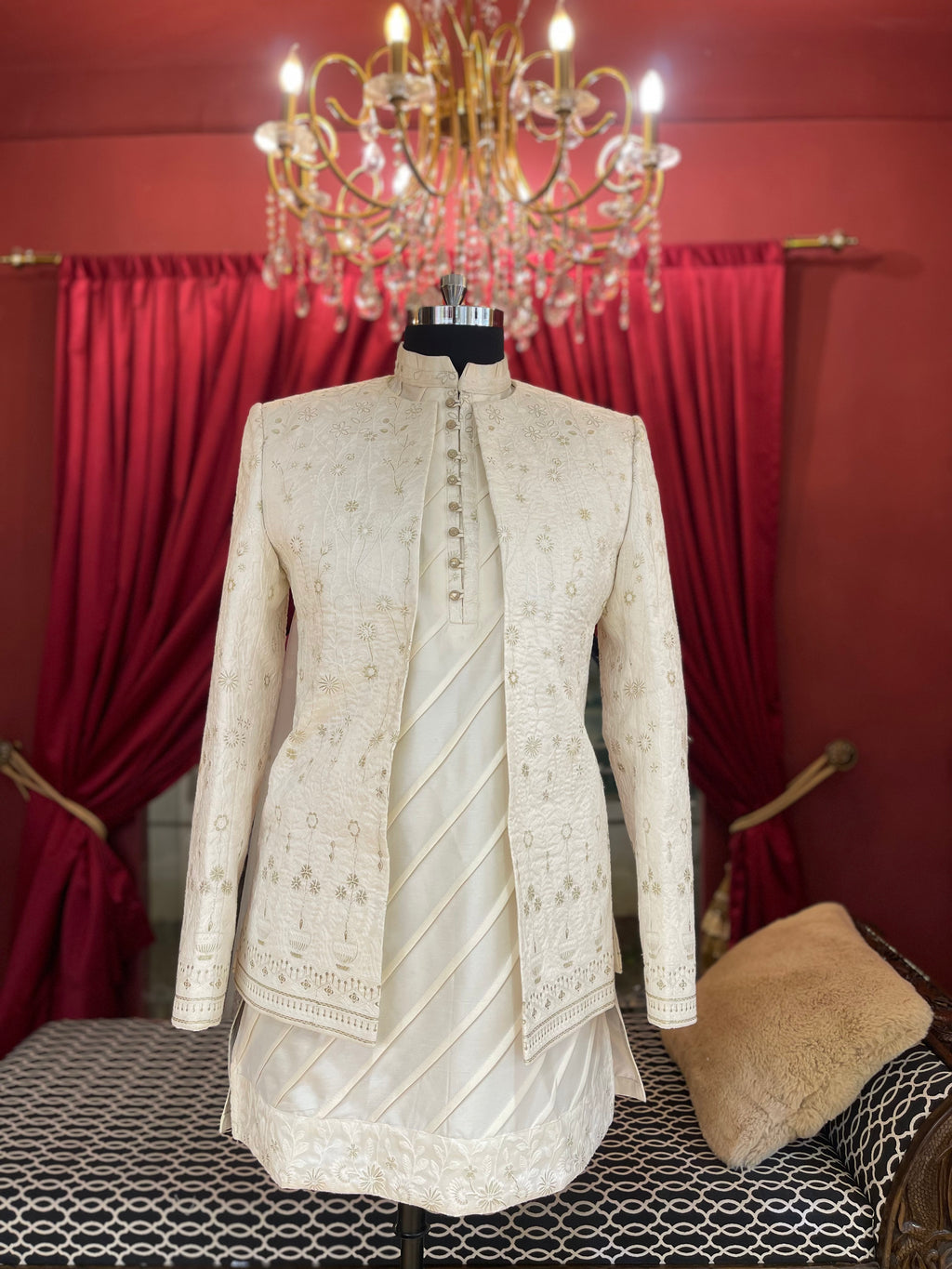 Ivory Jodhpuri Style Bandhgala with Koti