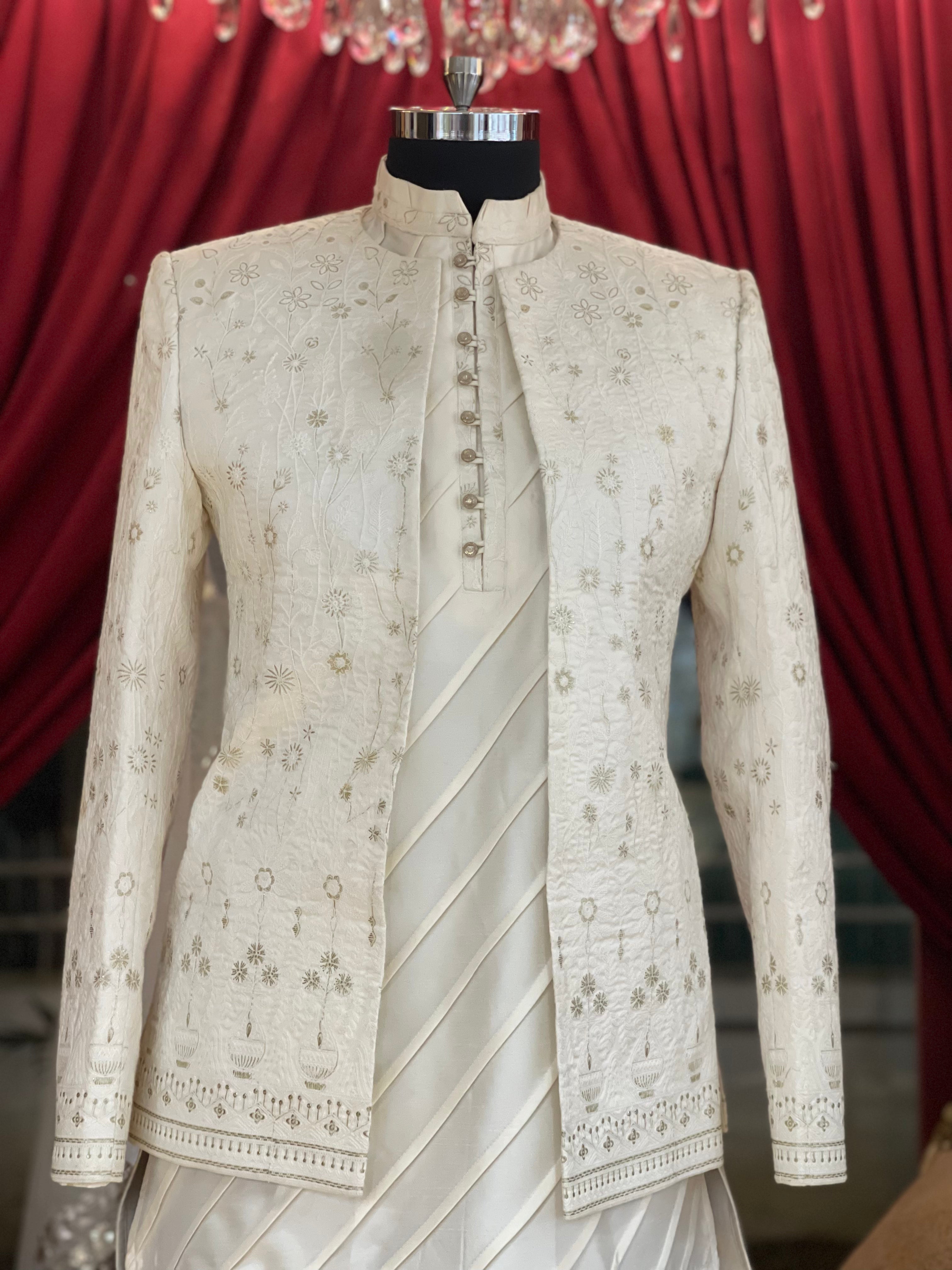 Ivory Jodhpuri Style Bandhgala with Koti