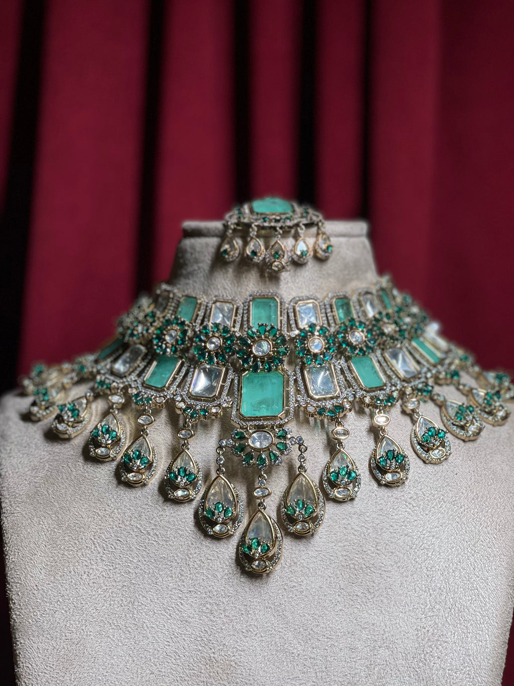 Mint Green Kundan Statement Set