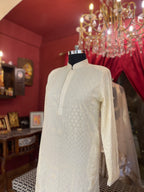 Ivory Tonal Threadwork Kurta
