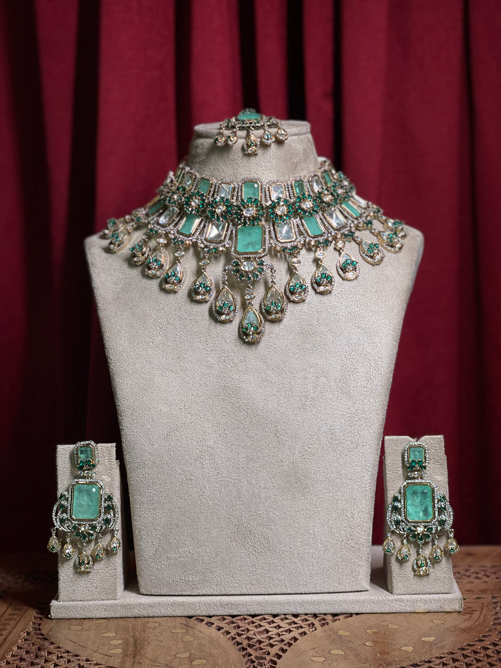 Mint Green Kundan Statement Set