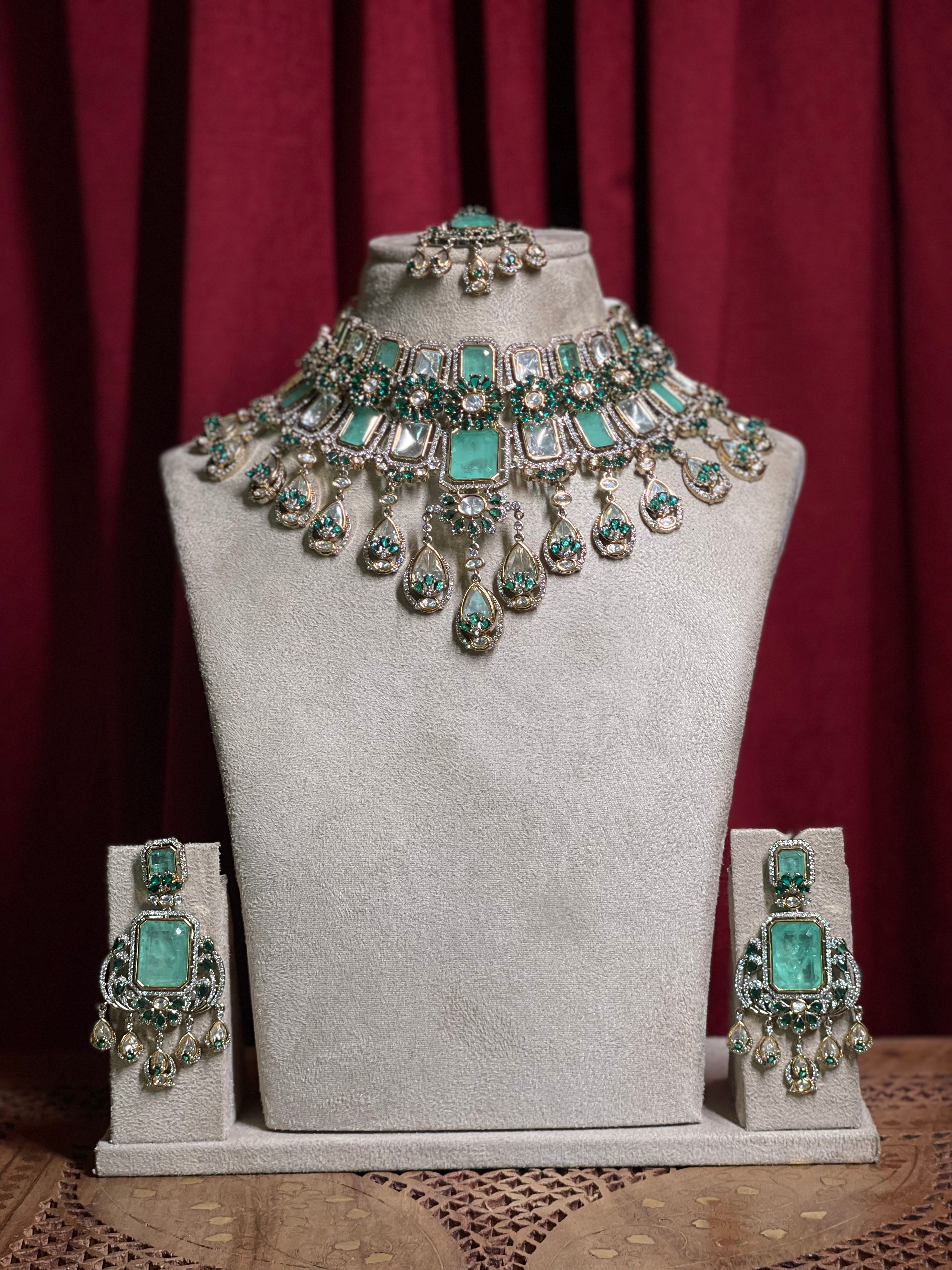 Mint Green Kundan Statement Set