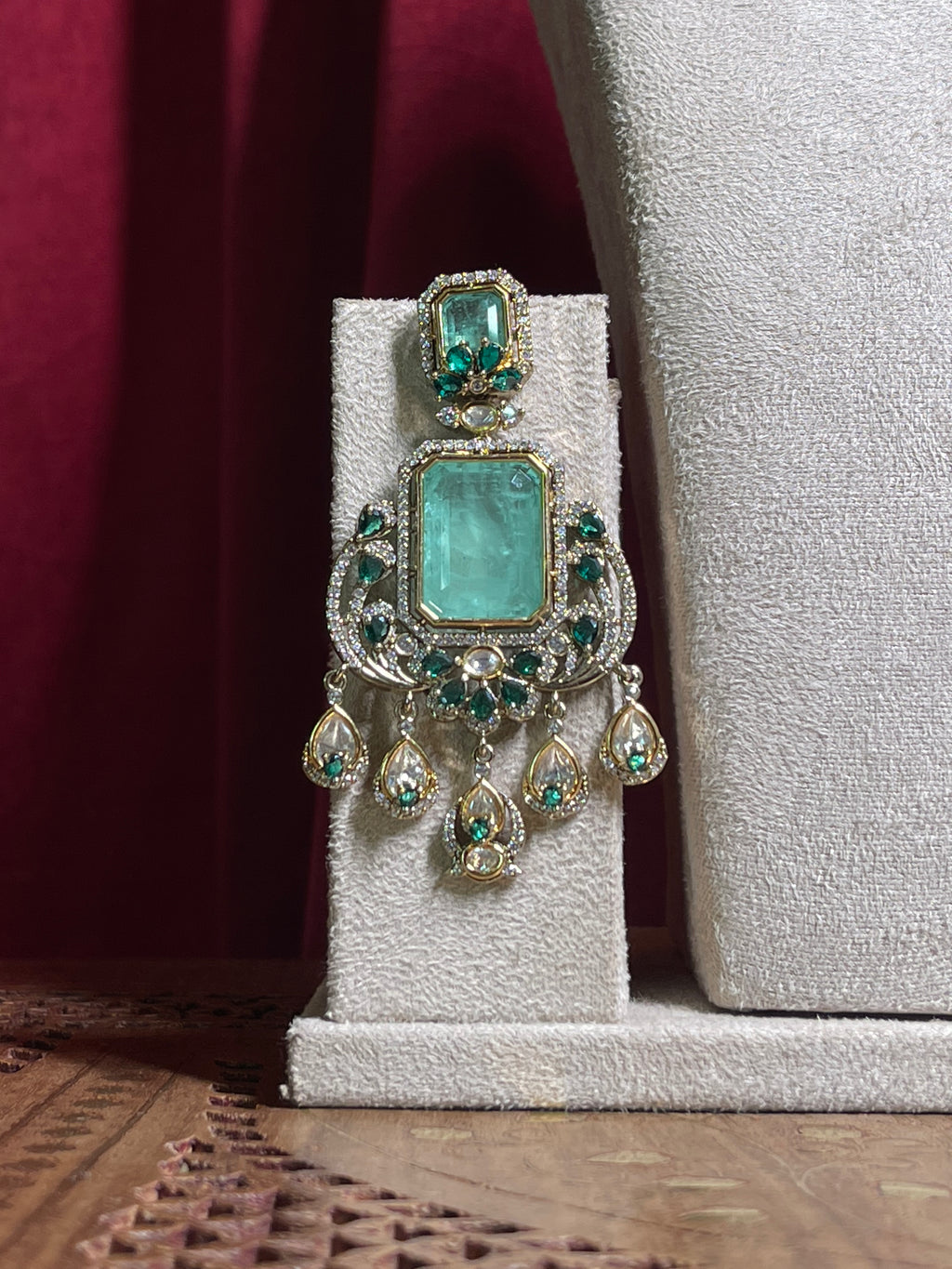 Mint Green Kundan Statement Set
