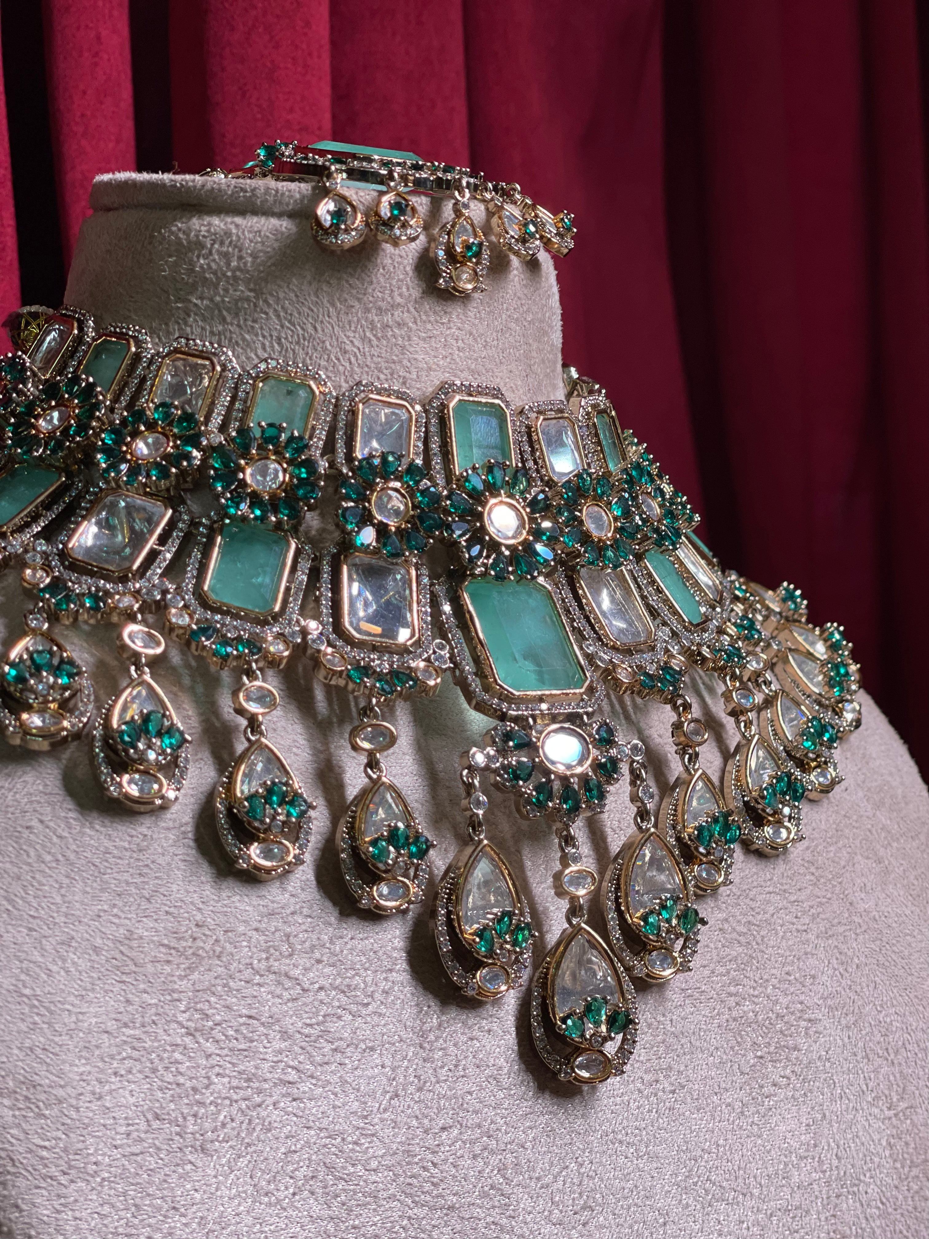 Mint Green Kundan Statement Set