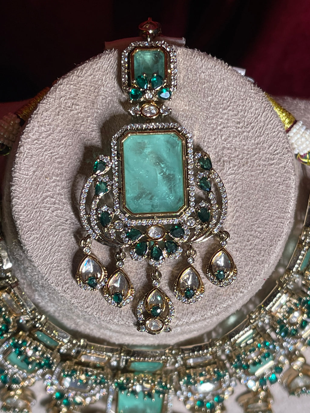Mint Green Kundan Statement Set