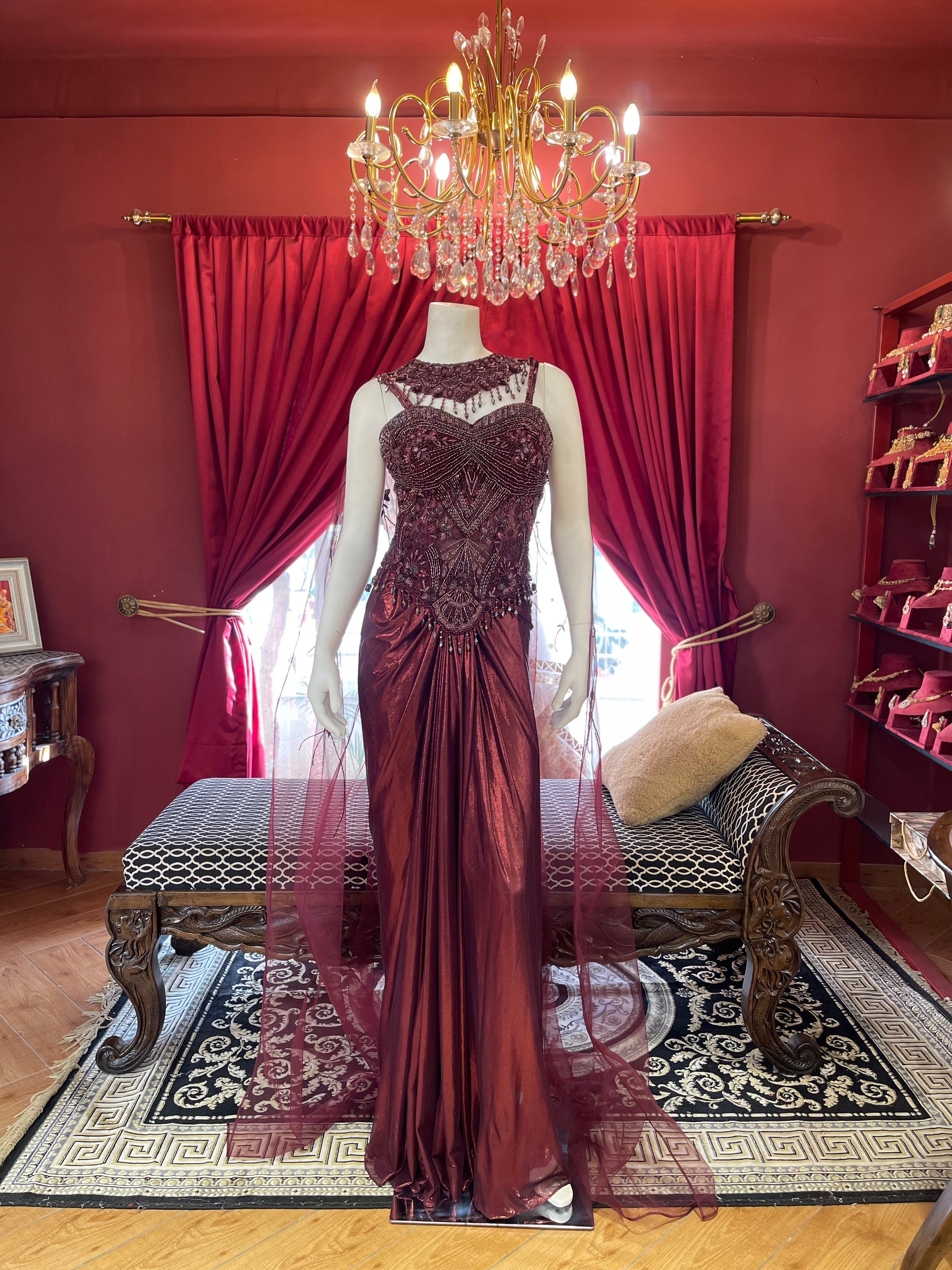Crimson Corset Drape Set X Meggha Bhatti