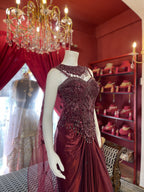 Crimson Corset Drape Set X Meggha Bhatti