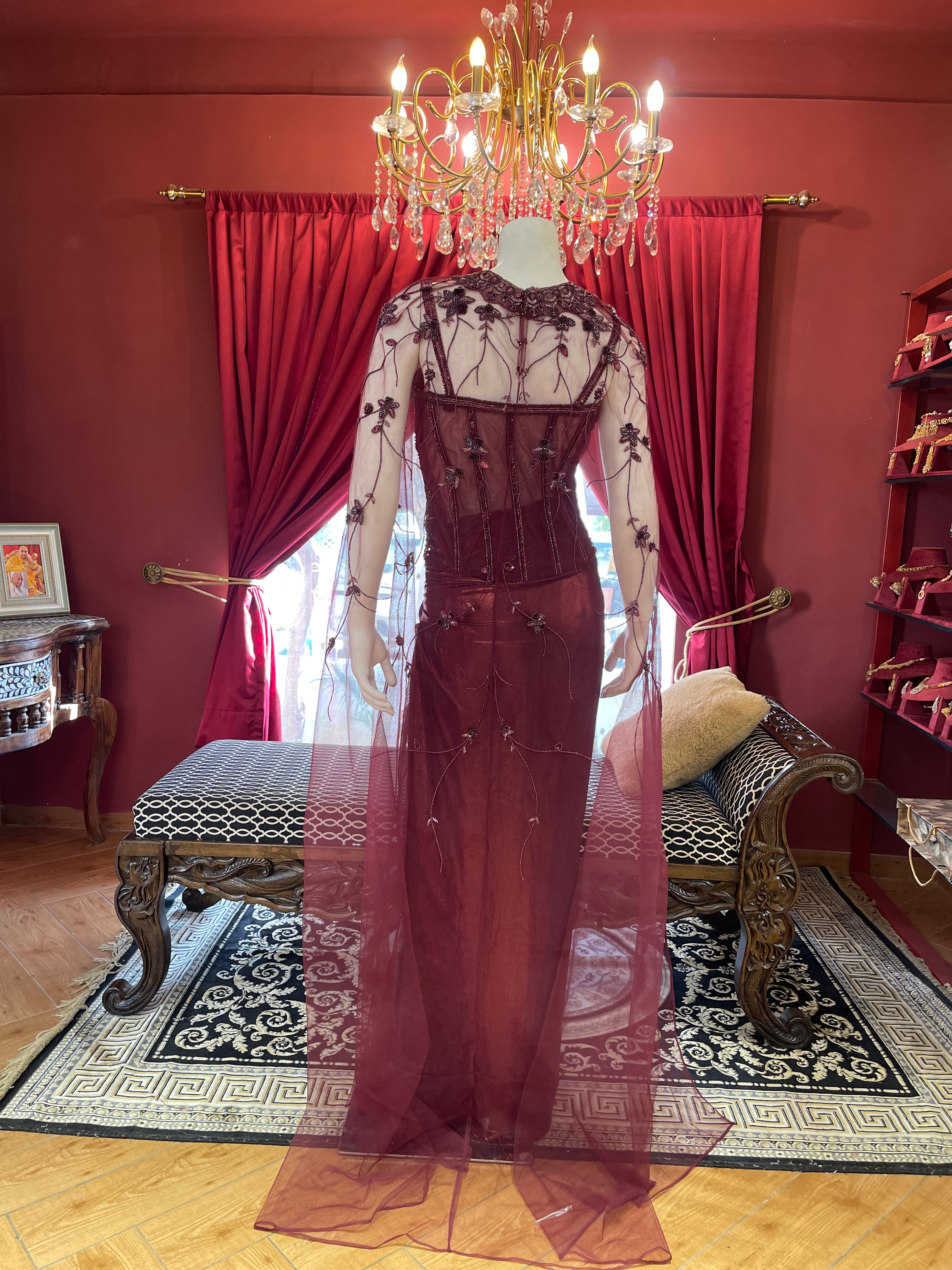 Crimson Corset Drape Set X Meggha Bhatti