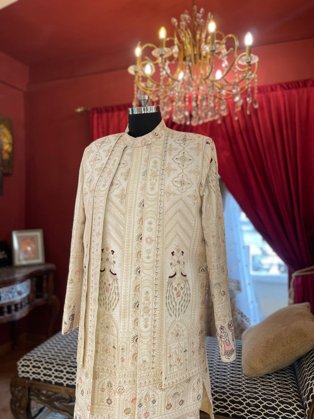 Ivory Sherwani Heritage Inspired Work