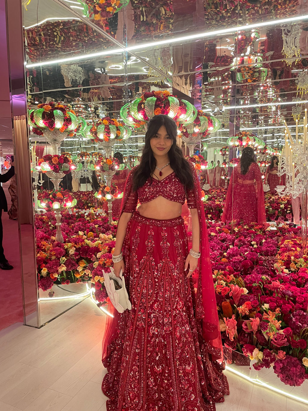 Maroon Crystal Work Bridal Lehenga