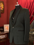 Olive Green Tuxedo With asymmetrical Vest