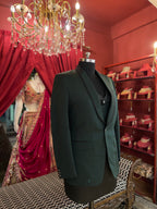Olive Green Tuxedo With asymmetrical Vest