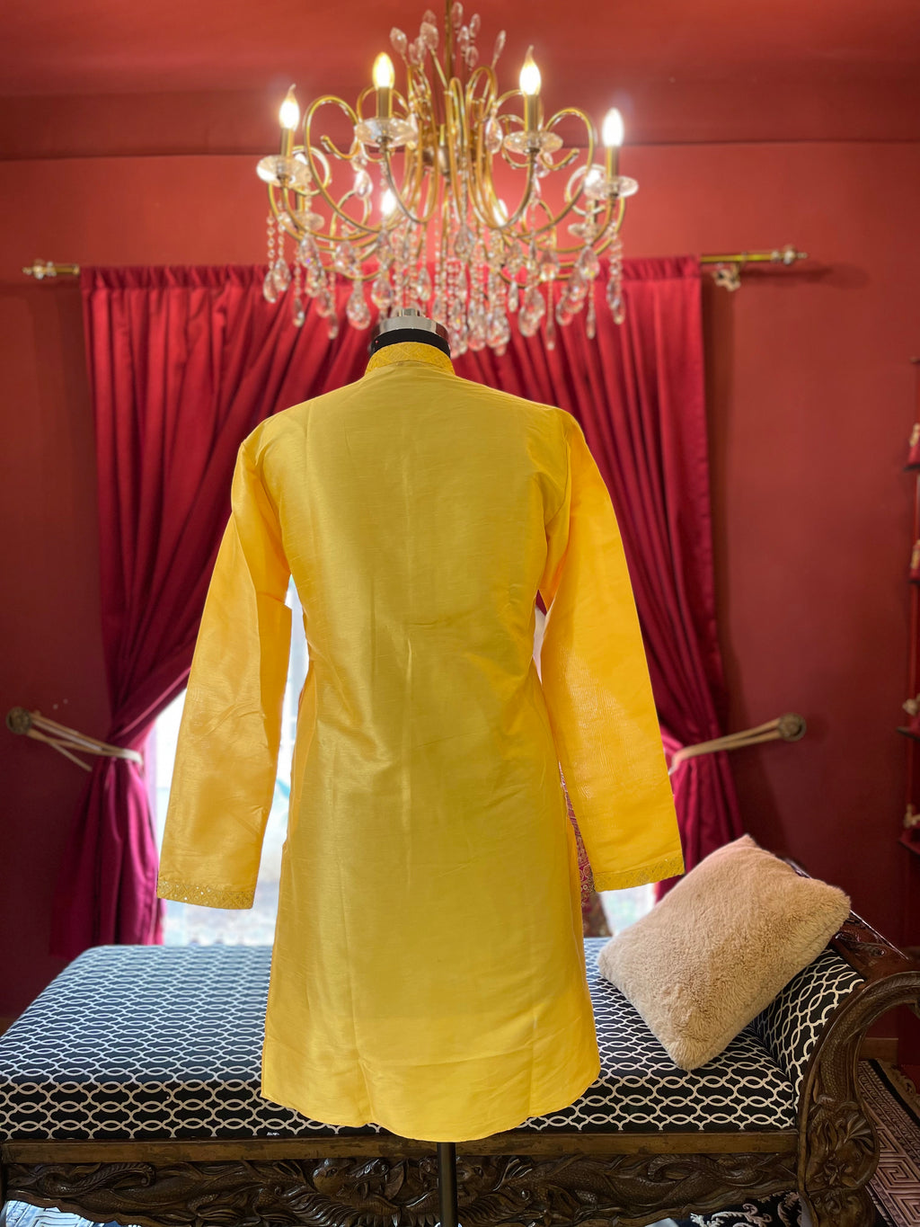 Yellow Kurta Set with Sequin Koti