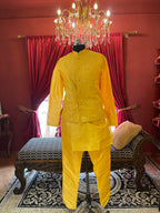 Yellow Kurta Set with Sequin Koti