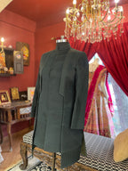 Green Indowestern With Textured Pleats