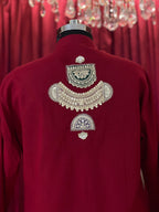 Maroon Kurta With Applique Work