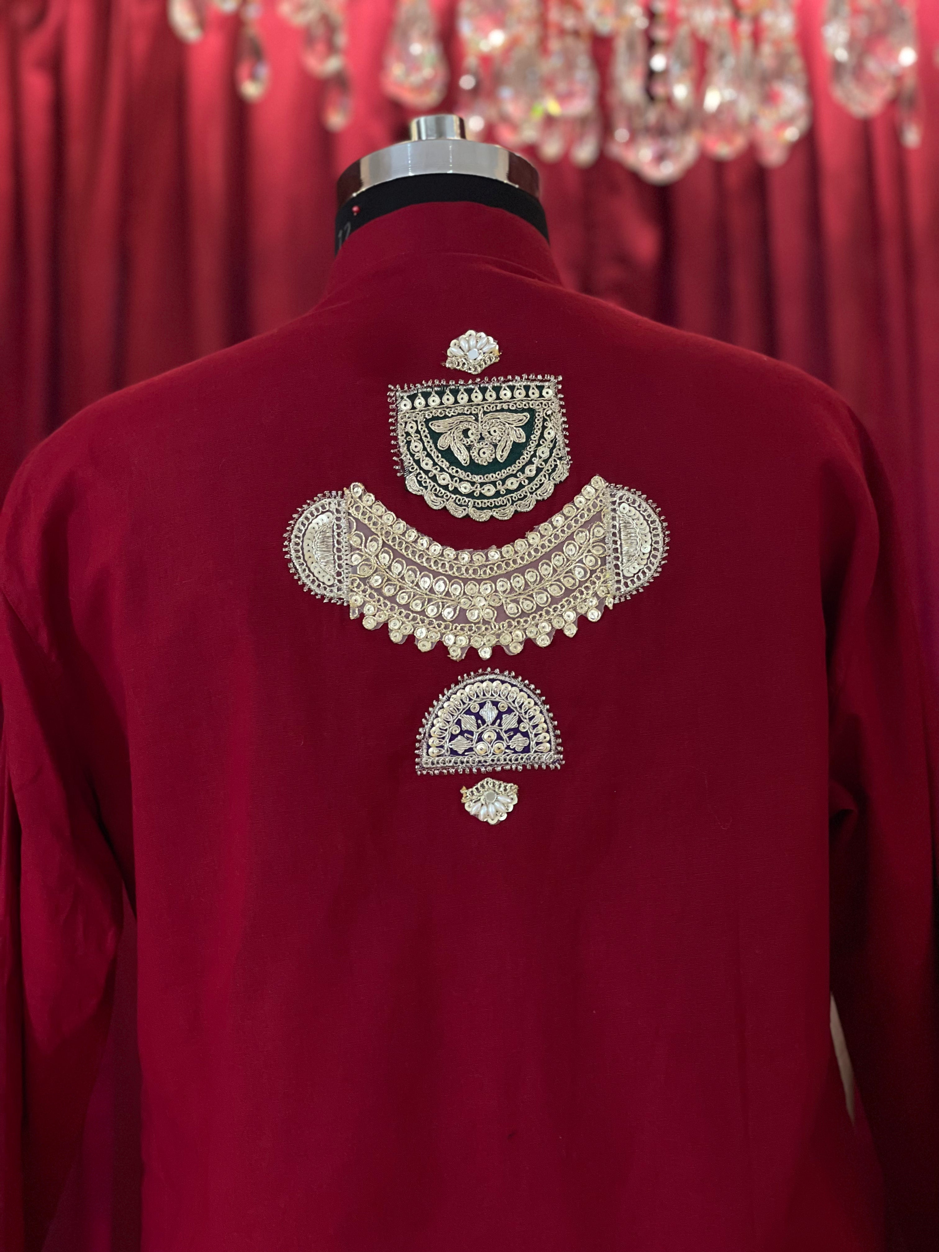 Maroon Kurta With Applique Work