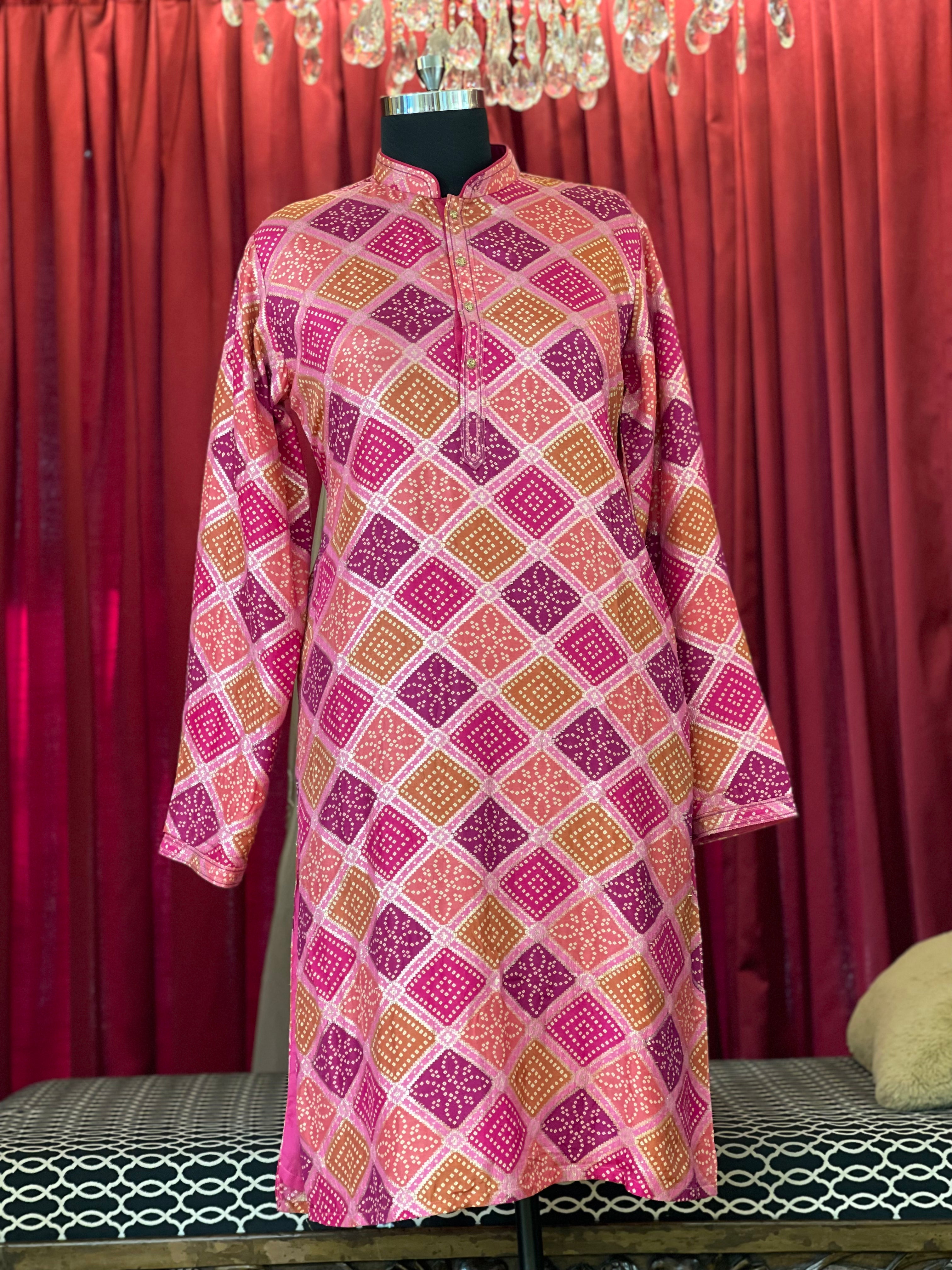Bandhani Pink Kurta